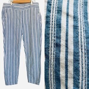 LOFT | Ann Taylor size 4 striped Linen Cotton pants coastal vacation lightweight